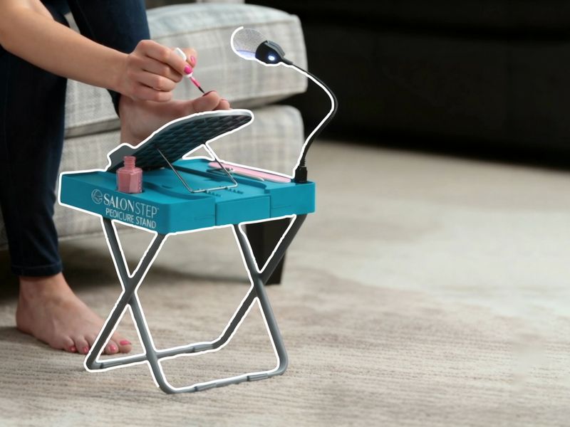 the Salon Step pedicure stand in use